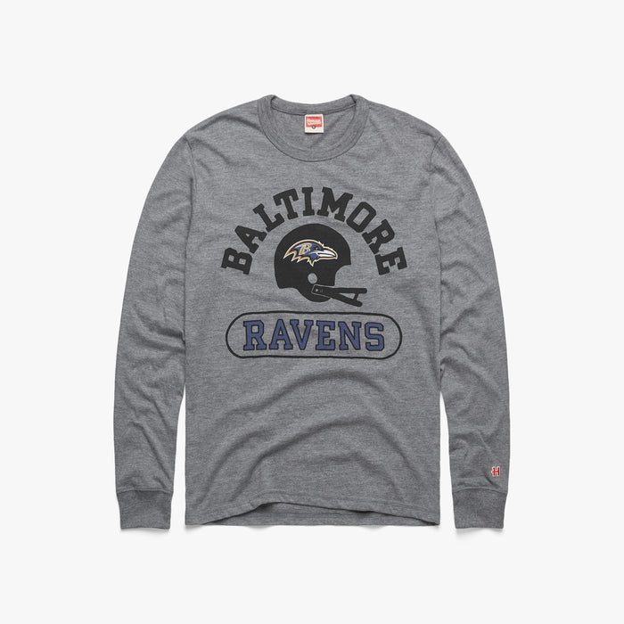 Baltimore Ravens Throwback Helmet Long Sleeve Tee