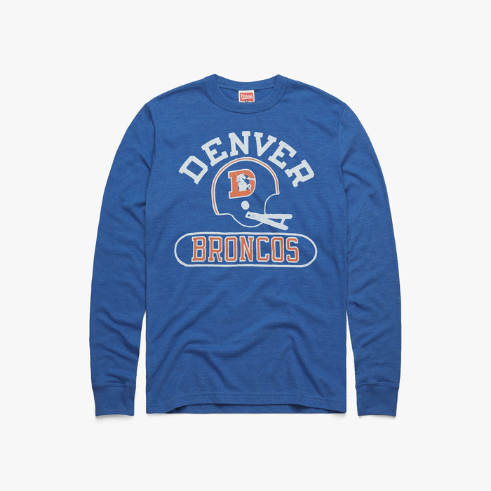 Denver Broncos Throwback Helmet Long Sleeve Tee