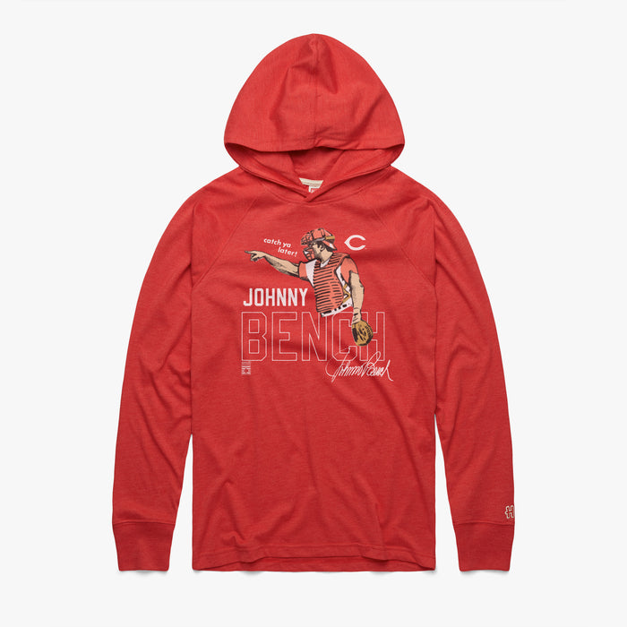 Johnny Bench Reds Lightweight Hoodie