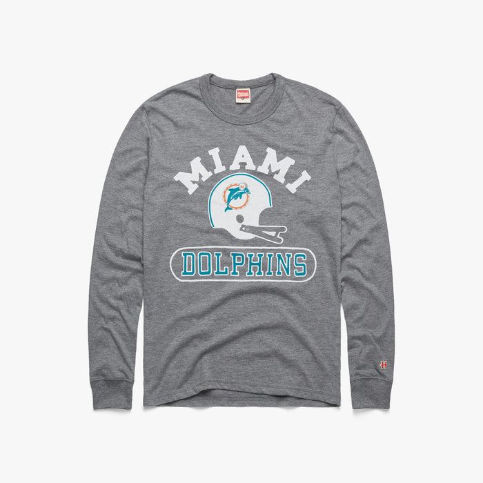 Miami Dolphins Throwback Helmet Long Sleeve Tee