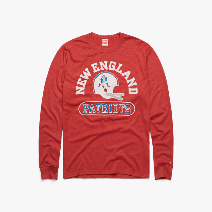 New England Patriots Throwback Helmet Long Sleeve Tee