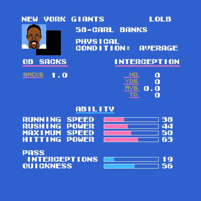 Tecmo Bowl Giants Carl Banks