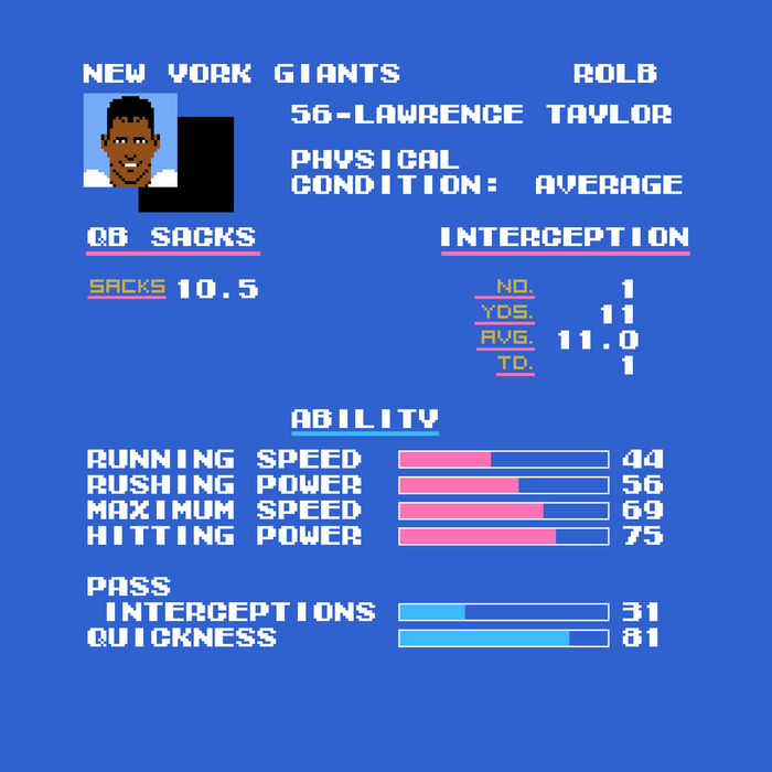 Tecmo Bowl Giants Lawrence Taylor