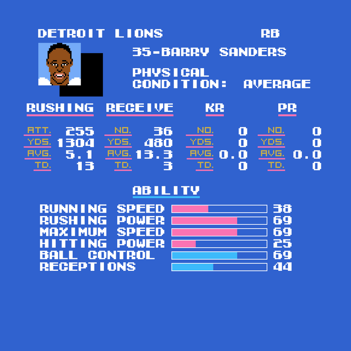 Tecmo Bowl Lions Barry Sanders