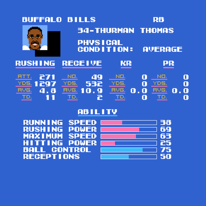 Tecmo Bowl Bills Thurman Thomas