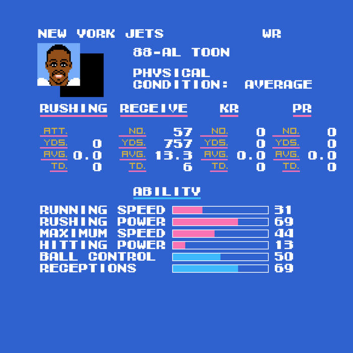 Tecmo Bowl Jets Al Toon