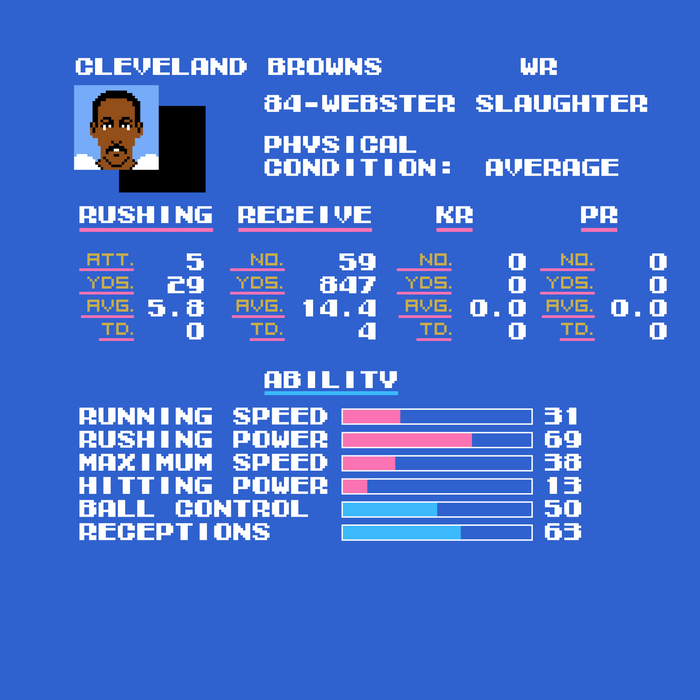 Tecmo Bowl Browns Webster Slaughter