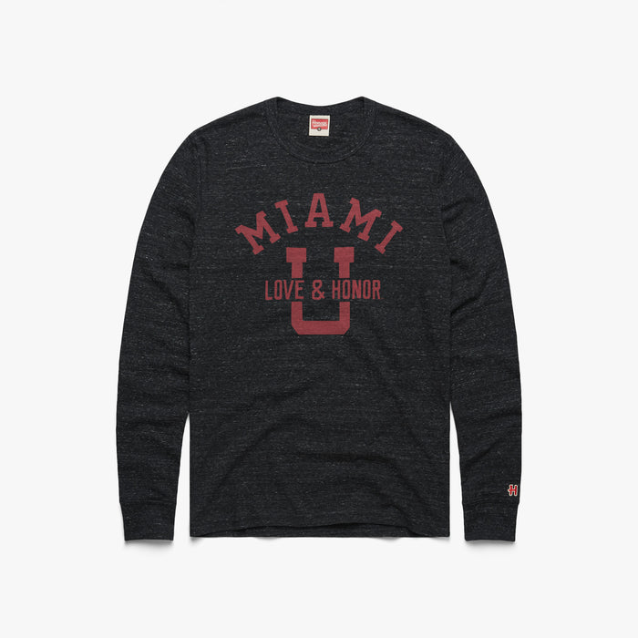 Miami U Love And Honor Long Sleeve Tee