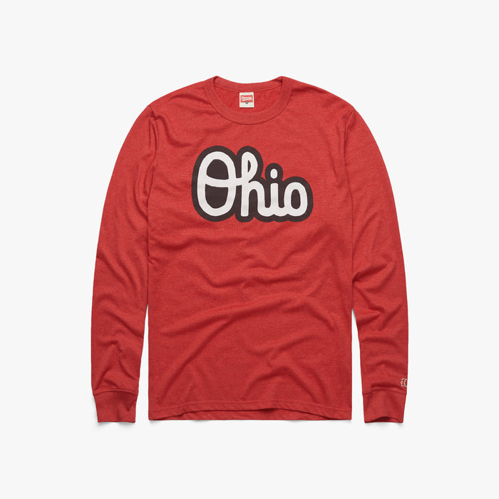 Script Ohio Outline Long Sleeve Tee