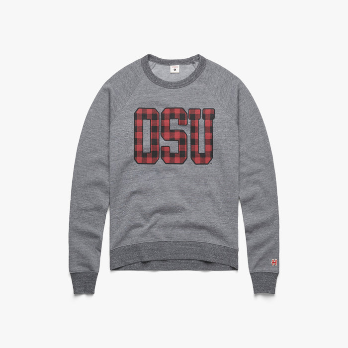 Women's OSU Plaid Crewneck